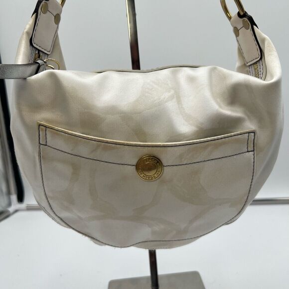 Coach Vintage Ivory on White Signature Hobo Bag - Picture 1 of 14